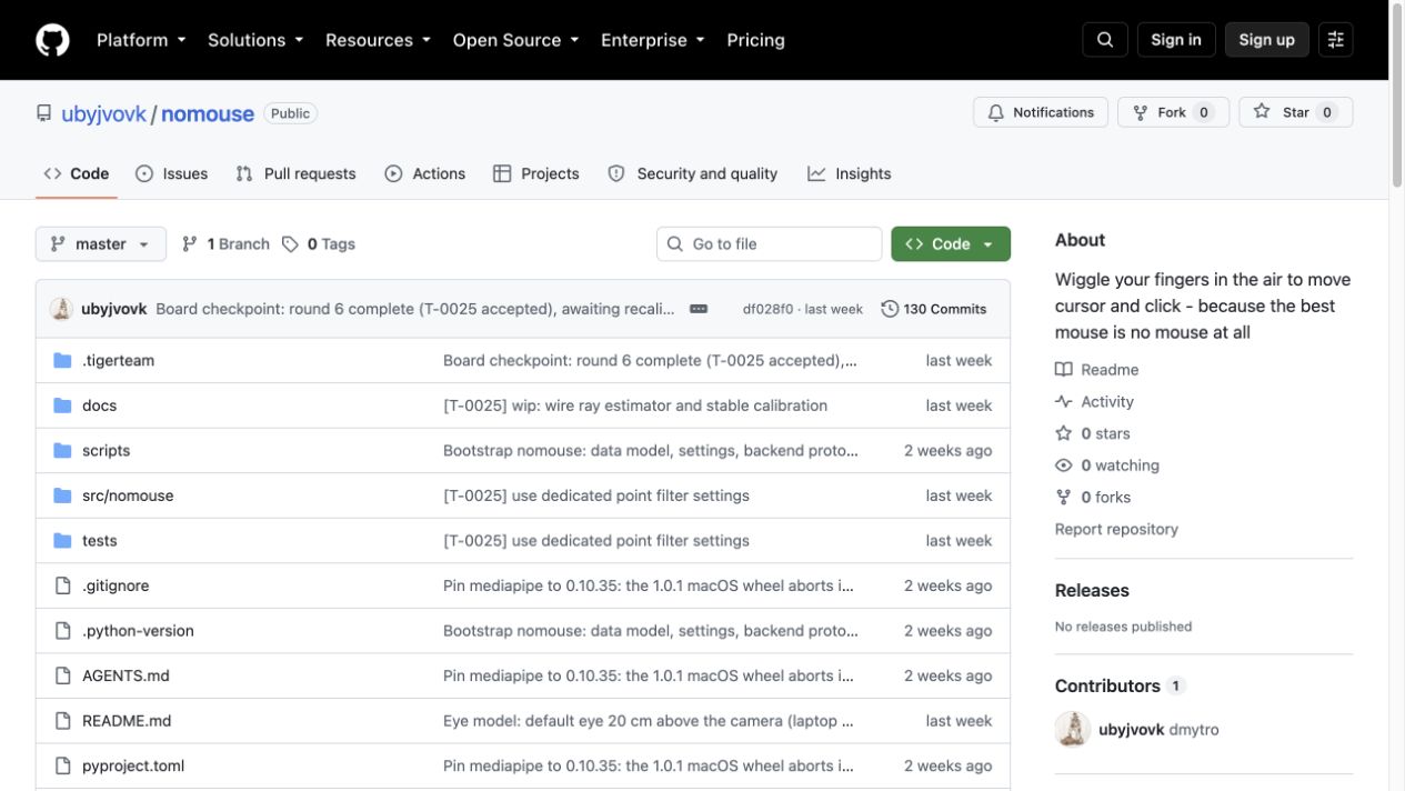 GitHub repository preview for nomouse